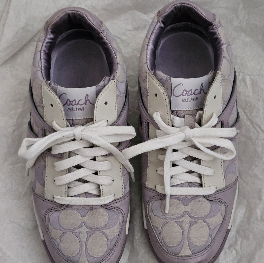 Coach Purple and Cream Sneakers